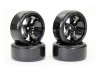Fastrax 1:10 Street Drift Tyres Pre Mounted on 6-Spoke Black Wheels 12mm hex (6mm Offset) (4)