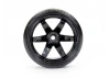 Fastrax 1:10 Street Drift Tyres Pre Mounted on 6-Spoke Black Wheels 12mm hex (6mm Offset) (4)