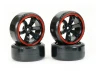 Fastrax 1:10 Street Drift Tyres Pre Mounted on 6-Spoke Black/Red Wheels 12mm hex (6mm Offset) (4)