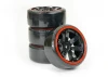 Fastrax 1:10 Street Drift Tyres Pre Mounted on 6-Spoke Black/Red Wheels 12mm hex (6mm Offset) (4)