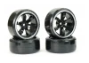 Fastrax 1:10 Street Drift Tyres Pre Mounted on 6-Spoke Black/White Wheels 12mm hex (6mm Offset) (4)