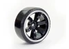 Fastrax 1:10 Street Drift Tyres Pre Mounted on 6-Spoke Black/White Wheels 12mm hex (6mm Offset) (4)