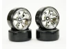Fastrax 1:10 Street Drift Tyres Pre Mounted on 6-Spoke Chrome Wheels 12mm hex (6mm Offset) (4)