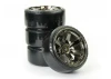Fastrax 1:10 Street Drift Tyres Pre Mounted on 6-Spoke Grey Shadow Chrome Wheels (6mm Offset) 12mm hex (4)