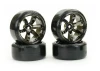 Fastrax 1:10 Street Drift Tyres Pre Mounted on 6-Spoke Grey Shadow Chrome Wheels (6mm Offset) 12mm hex (4)
