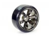 Fastrax 1:10 Street Drift Tyres Pre Mounted on 6-Spoke Grey Shadow Chrome Wheels (6mm Offset) 12mm hex (4)