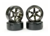 Fastrax 1:10 Street Drift Tyres Pre Mounted on 6-Spoke Grey Shadow Chrome Wheels (6mm Offset) 12mm hex (4)