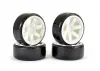 Fastrax 1:10 Street Drift Tyres Pre Mounted on 6-Spoke White Wheels 12mm hex (6mm Offset) (4)