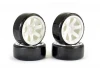 Fastrax 1:10 Street Drift Tyres Pre Mounted on 6-Spoke White Wheels 12mm hex (6mm Offset) (4)