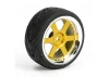 Fastrax 1:10 Street Treaded Tyres on 6 Spoke Gold/Chrome Wheels (4)