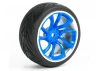Fastrax 1:10 Street Treaded Tyres on Tri-5 Blue/Chrome Wheels (4)