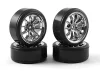 Touring Car Chrome Wheel Set - Drift Tyres (4)