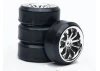 Touring Car Chrome Wheel Set - Drift Tyres (4)