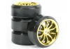 10 Spoke Drift Wheel / Tyre Set (4) - Gold