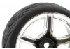 Fastrax 1:10 Street Tread Tyres on 5 Spoke Black/Chrome Wheels (4)