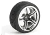 Fastrax 1:10 Street Tread Tyres on 5 Spoke Black/Chrome Wheels (4)