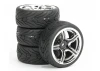 Fastrax 1:10 Street Tread Tyres on 5 Spoke Black/Chrome Wheels (4)