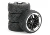 Fastrax 1:10 Street Tread Tyres on 10 Spoke Black/Chrome Wheels (4)