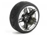 Fastrax 1:10 Street Tread Tyres on 10 Spoke Black/Chrome Wheels (4)
