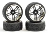 Fastrax 1:10 Street Tread Tyres on 10 Spoke Black/Chrome Wheels (4)