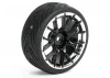 Fastrax 1:10 Street Tread Tyres Mounted on 14 Spoke Black/Chrome Wheels (4)