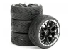Fastrax 1:10 Street Tread Tyres Mounted on 14 Spoke Black/Chrome Wheels (4)