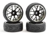 Fastrax 1:10 Street Tread Tyres Mounted on 14 Spoke Black/Chrome Wheels (4)