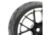 Fastrax 1:10 Street Tread Tyres Mounted on 14 Spoke Black/Chrome Wheels (4)