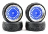 Fastrax 1:10 Street Tread Tyres on Classic Blue/Chrome Wheels (4)