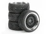 Fastrax 1:10 Street Tread Tyres on Classic Black/Chrome Wheels (4)