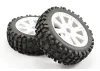 Fastrax 1:8 Rock Block Mounted on 8 Spoke White Wheels (2)