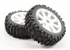 Fastrax 1:8 Rock Block Mounted on 8 Spoke White Wheels (2)