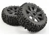 Fastrax 1:8 Maze Tyres Mounted on 8 Spoke Black Wheels (2)
