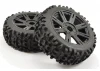 Fastrax 1:8 Maze Tyres Mounted on 8 Spoke Black Wheels (2)