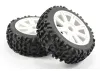 Fastrax 1:8 Maze Tyres Mounted on 8 Spoke White Wheels (2)