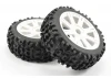 Fastrax 1:8 Maze Tyres Mounted on 8 Spoke White Wheels (2)