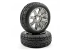 Fastrax 1:8 Eagle Road Tread Tyres Mounted on Black Chrome Wheels (2)