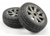 Fastrax 1:8 Eagle Road Tread Tyres Mounted on Black Chrome Wheels (2)