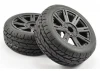 Fastrax 1:8 Eagle Road Tread Tyres Mounted on Black Wheels (2)