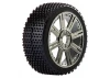 Fastrax 1:8 Cuboid Tyres Mounted on Black Chrome Wheels (2)