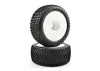 Fastrax X-Block 1:8 Truggy Tyres Mounted on White Dished 1/2 Inch Offset Wheels (2)