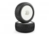 Fastrax X-Block 1:8 Truggy Tyres Mounted on White Dished 1/2 Inch Offset Wheels (2)
