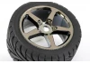 Fastrax 1:8 Truggy Eagle Tyres Mounted on 5 Spoke Black Chrome Zero Offset Wheels (2)
