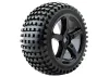 Fastrax 1:8 Truggy Rock Tyres Mounted on 5 Spoke Black Zero Offset Wheels (2)