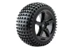 Fastrax 1:8 Truggy Rock Tyres Mounted on 5 Spoke Black Zero Offset Wheels (2)