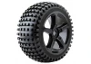 Fastrax 1:8 Truggy Rock Tyres Mounted on 5 Spoke Black Zero Offset Wheels (2)