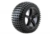 Fastrax 1:8 Truggy Rock Tyres Mounted on 5 Spoke Black Zero Offset Wheels (2)