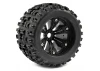 Fastrax Jigsaw 1:8 MT Tyres Mounted on Spoked Black Half Inch Offset Wheels (2)