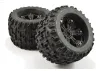 Fastrax Jigsaw 1:8 MT Tyres Mounted on Spoked Black Half Inch Offset Wheels (2)