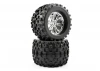 Fastrax Stinger 1:8 MT Tyres Mounted on Spoked Chrome Half Inch Offset Wheels (2)